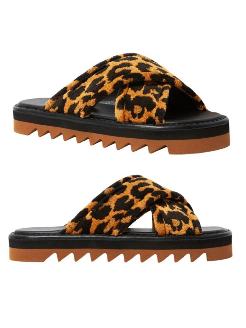 Stella McCartney Sneak-Elyse Leopard Twist Platform Slide Sandals Size 6 NEW